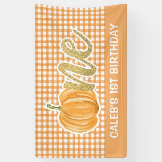 Pumpkin 1st Birthday Banner - Oranje speldenschok (Verticaal)