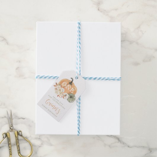 Pumpkin 1st Birthday Cadeaulabel (Met Touw)