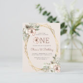 Pumpkin 1st Birthday Party Beige Briefkaart (Staand voorkant)