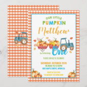 Pumpkin 1st Birthday Party Harvest Truck Boy Kaart (Voorkant / Achterkant)