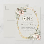 Pumpkin 1st Birthday Party Sage Green Briefkaart (Voorkant / Achterkant)