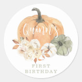 Pumpkin 1st Birthday Ronde Sticker (Voorkant)