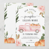 Pumpkin 1st Birthday Uitnodiging (Voorkant / Achterkant)