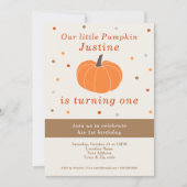 Pumpkin 1st Birthday Uitnodiging (Voorkant)