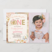 Pumpkin 1st Birthday Uitnodiging Roze Gold (Voorkant)