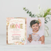 Pumpkin 1st Birthday Uitnodiging Roze Gold (Staand voorkant)