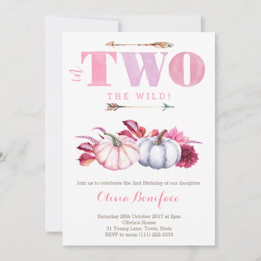 Pumpkin 2e verjaardag Partij voor Herfst / Autumn  Kaart (Voorkant)