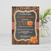 Pumpkin 2e verjaardag TWEE Herfst uitgenodigd Kaart (Staand voorkant)