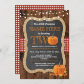 Pumpkin 2e verjaardag TWEE Herfst uitgenodigd Kaart (Voorkant / Achterkant)