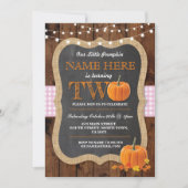 Pumpkin 2e verjaardag TWEE roze meisje Uitnodiging (Voorkant)