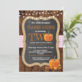 Pumpkin 2e verjaardag TWEE roze meisje Uitnodiging (Staand voorkant)