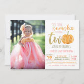Pumpkin 2e verjaardag Uitnodiging voor meisjes met (Voorkant)
