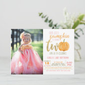 Pumpkin 2e verjaardag Uitnodiging voor meisjes met (Staand voorkant)