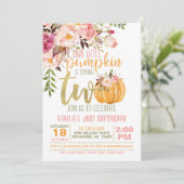 Pumpkin 2ND Birthday Invitation - Floral Plays Kaart (Staand voorkant)
