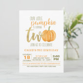 Pumpkin 2ND Birthday Invitation - Oranje Stippen Kaart (Staand voorkant)