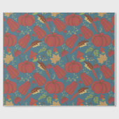 Pumpkin and carrot  seamless pattern red and blue cadeaupapier (Vlak)