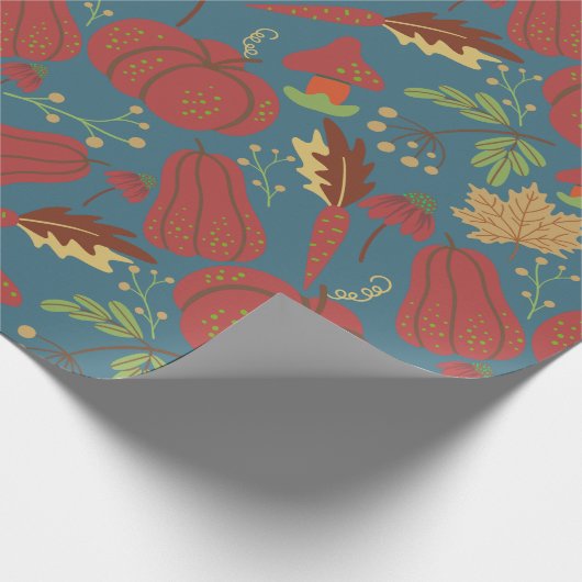 Pumpkin and carrot  seamless pattern red and blue cadeaupapier (Hoek)
