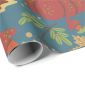 Pumpkin and carrot  seamless pattern red and blue cadeaupapier (Rol Hoek)