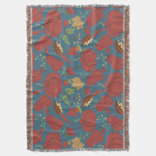 Pumpkin and carrot  seamless pattern red and blue deken (Voorkant Verticaal)