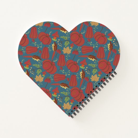 Pumpkin and carrot  seamless pattern red and blue notitieboek (Achterkant)