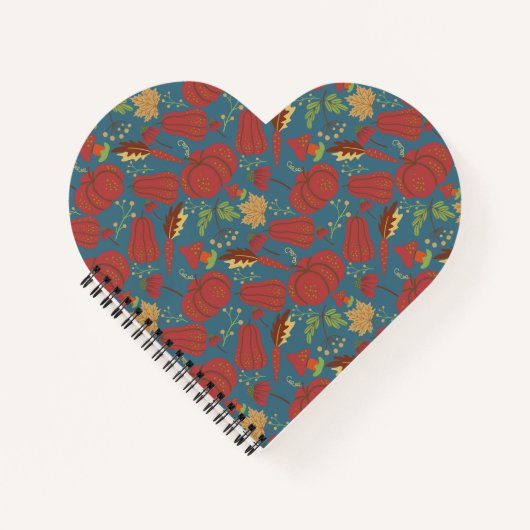 Pumpkin and carrot  seamless pattern red and blue notitieboek (Voorkant)