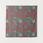 Pumpkin and carrot  seamless pattern red and blue wandkleed (Voorkant)