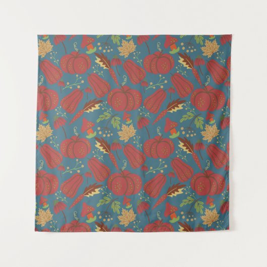 Pumpkin and carrot  seamless pattern red and blue wandkleed (Voorkant)