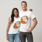 Pumpkin and Flower Thanksgiving Wreath T-shirt (Unisex)
