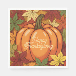 Pumpkin and Leaves Thanksgiving Servet