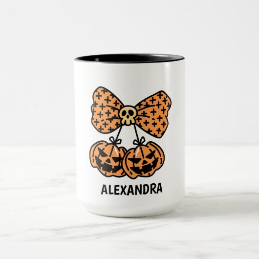 Pumpkin and skull boo Halloween Personalized Name  Mok (Midden)