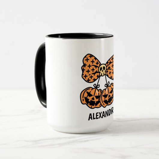 Pumpkin and skull boo Halloween Personalized Name  Mok (Voorkant links)