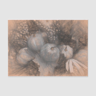 Pumpkin  Antiek Sepia Gray Herfst Schetch Art Tissuepapier