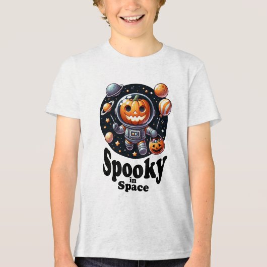 Pumpkin Astronaut - Spooky Space Halloween Design Tri-Blend Shirt (Voorkant)