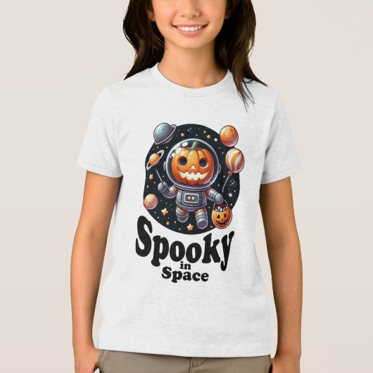 Pumpkin Astronaut - Spooky Space Halloween Design Tri-Blend Shirt (Voorkant)