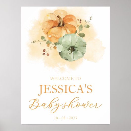 Pumpkin Autumn Baby shower Welkomstbord Poster (Voorkant)