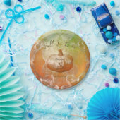 Pumpkin Autumn Burnt Oranje  Textielontwerp Papieren Bordje (Feest)