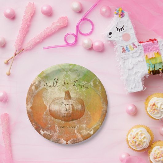 Pumpkin Autumn Burnt Oranje  Textielontwerp Papieren Bordje (Feest)