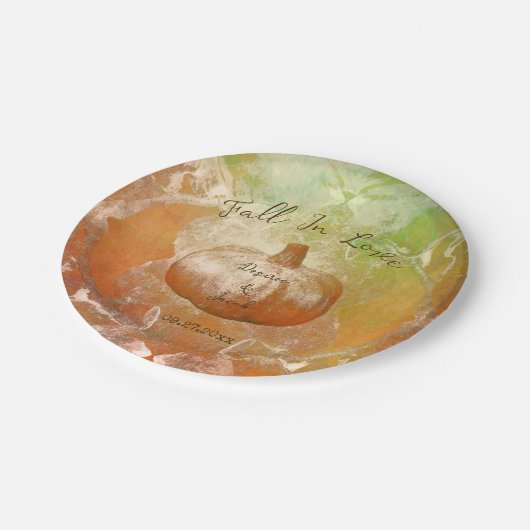 Pumpkin Autumn Burnt Oranje  Textielontwerp Papieren Bordje (Gekanteld)