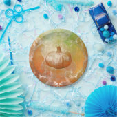 Pumpkin Autumn Burnt Oranje Textielontwerp Papieren Bordje (Feest)