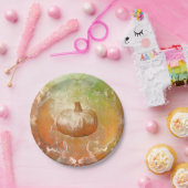 Pumpkin Autumn Burnt Oranje Textielontwerp Papieren Bordje (Feest)