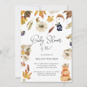 Pumpkin Autumn Floral Baby shower per post Kaart (Voorkant)