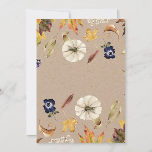 Pumpkin Autumn Floral Baby shower per post Kaart (Achterkant)