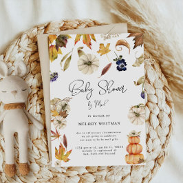 Pumpkin Autumn Floral Baby shower per post Kaart