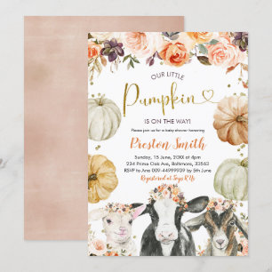 Pumpkin Autumn Floral Boerderij Baby shower Kaart