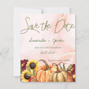 Pumpkin Autumn Floral Fall Wedding Save the Date