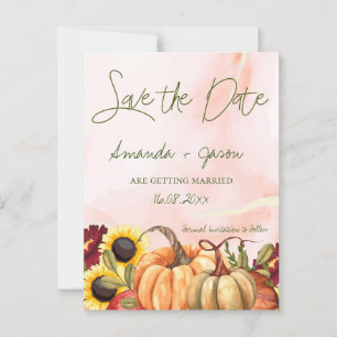 Pumpkin Autumn Floral Fall Wedding Save the Date Briefkaart