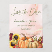 Pumpkin Autumn Floral Fall Wedding Save the Date Briefkaart (Voorkant)