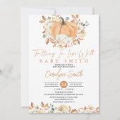 Pumpkin Autumn Floral Falling Baby shower Kaart (Voorkant)