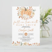 Pumpkin Autumn Floral Herfst in Love Baby shower Kaart (Staand voorkant)