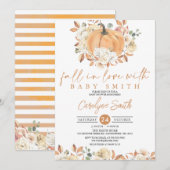 Pumpkin Autumn Floral Herfst in Love Baby shower Kaart (Voorkant / Achterkant)
